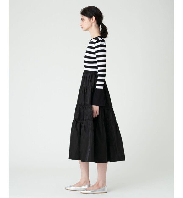 LOULOU WILLOUGHBY「【LOULOU WILLOUGHBY】タフタティアードニットワンピース」|ワンピース|