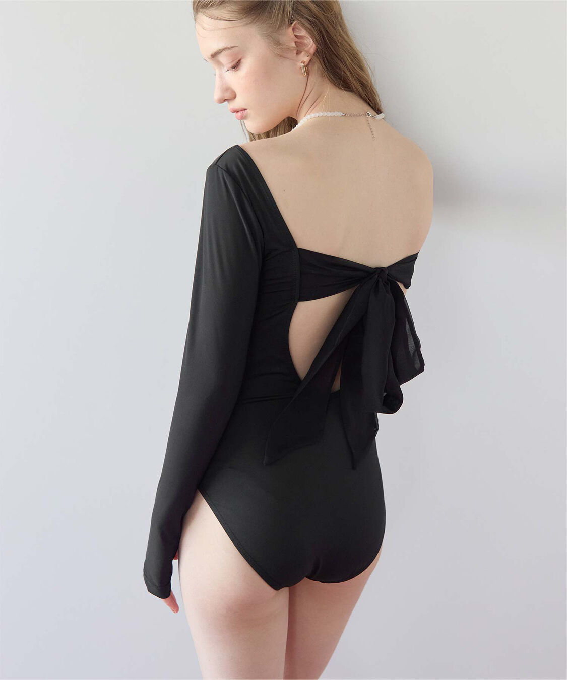 SEA DRESS「【いつきさんコラボアイテム】バックオープンリボン長袖ワンピース/水着」|コンビネゾン|
