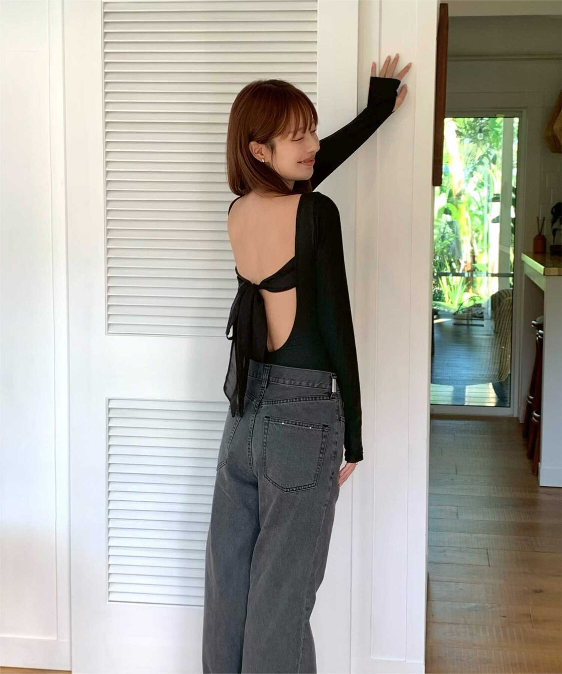 SEA DRESS「【いつきさんコラボアイテム】バックオープンリボン長袖ワンピース/水着」|コンビネゾン|