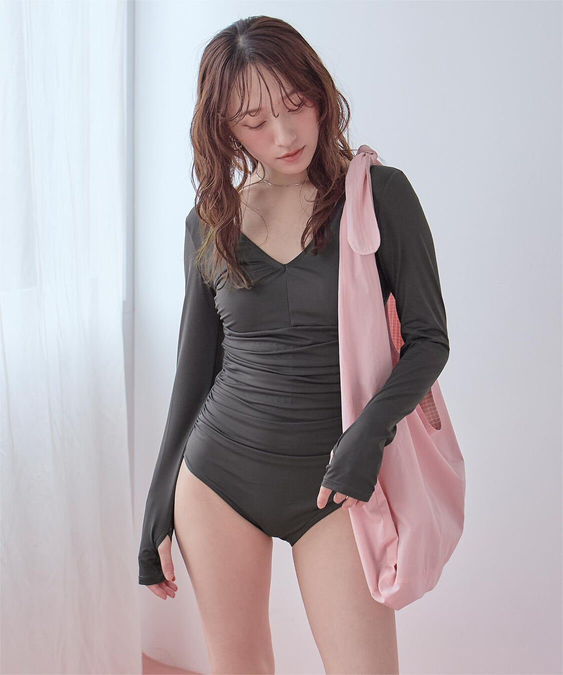 SEA DRESS「【いつきさんコラボアイテム】バックオープンリボン長袖ワンピース/水着」|コンビネゾン|