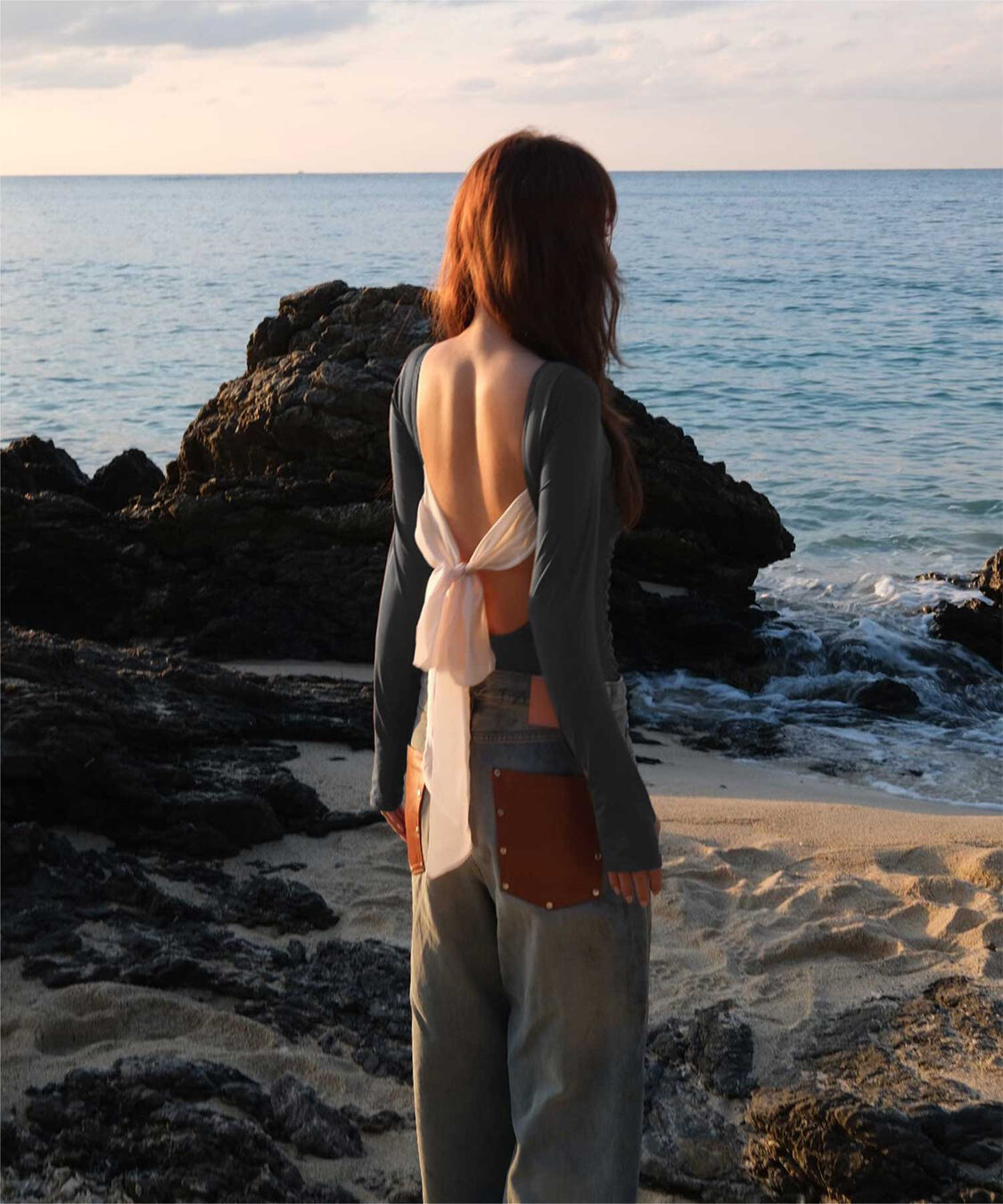 SEA DRESS「【いつきさんコラボアイテム】バックオープンリボン長袖ワンピース/水着」|コンビネゾン|