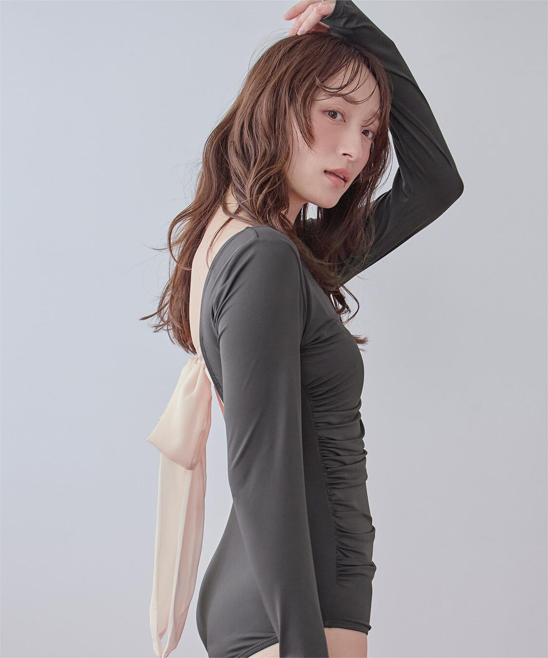 SEA DRESS「【いつきさんコラボアイテム】バックオープンリボン長袖ワンピース/水着」|コンビネゾン|