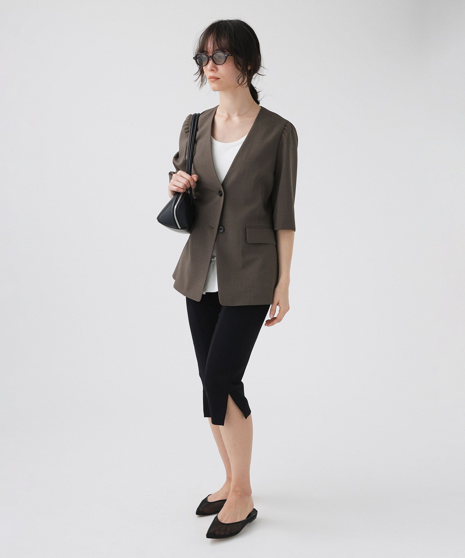 BABYLONE「【多機能素材】5部袖ジャケット」|テーラードジャケット|
