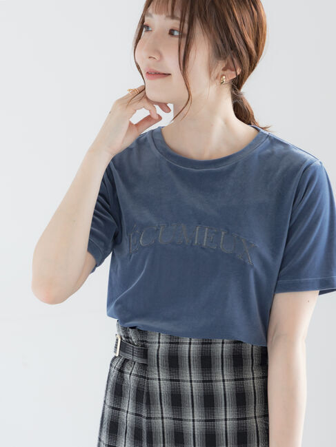 Te chichi「シアーベロアロゴ刺繍Tシャツ」|Tシャツ・カットソー|ブルー