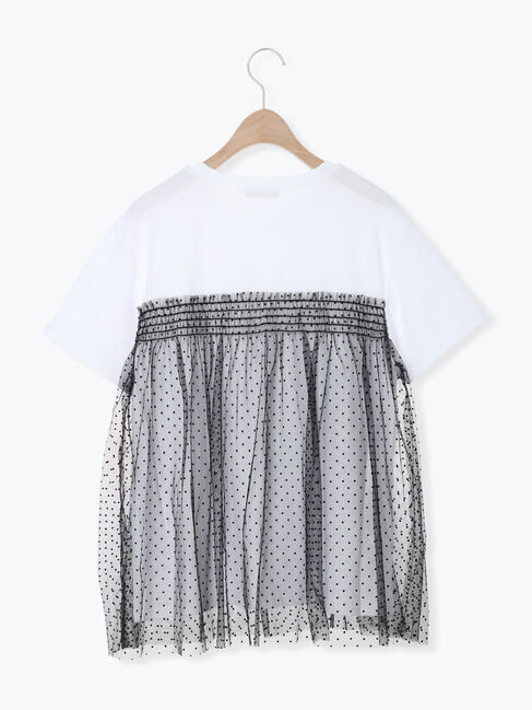 Samansa Mos2「◇【接触冷感/UVカット】ドットチュールドッキングTシャツ」|Tシャツ・カットソー|
