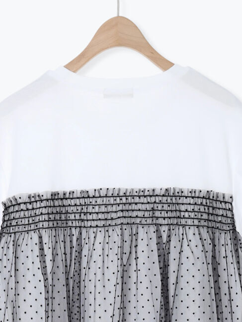 Samansa Mos2「◇【接触冷感/UVカット】ドットチュールドッキングTシャツ」|Tシャツ・カットソー|