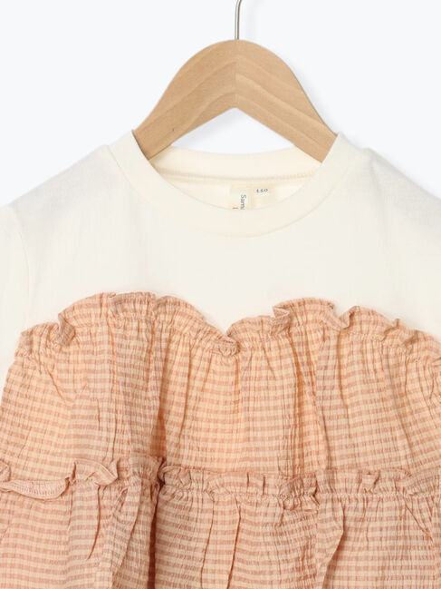 Samansa Mos2 Lagom「シアーチェックドッキングTシャツ」|Tシャツ・カットソー|