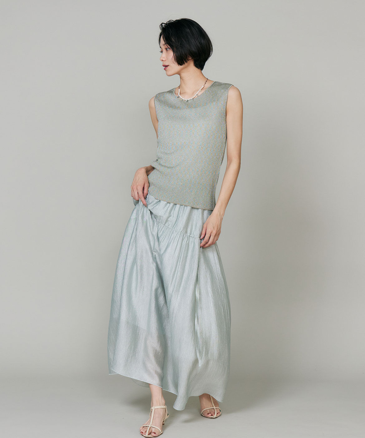 INED「《大きいサイズ》リブタンクトップニット」|ニット・セーター|