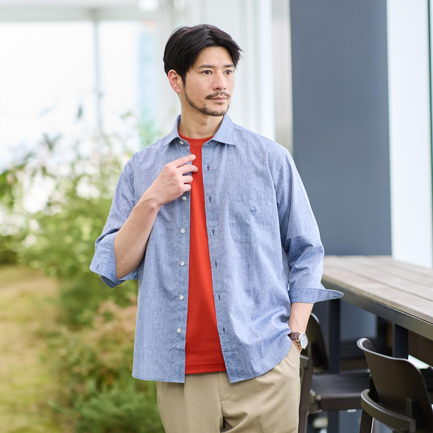 TAKEO KIKUCHI「ワンストローク刺繍 半袖 Tシャツ」|Tシャツ・カットソー|