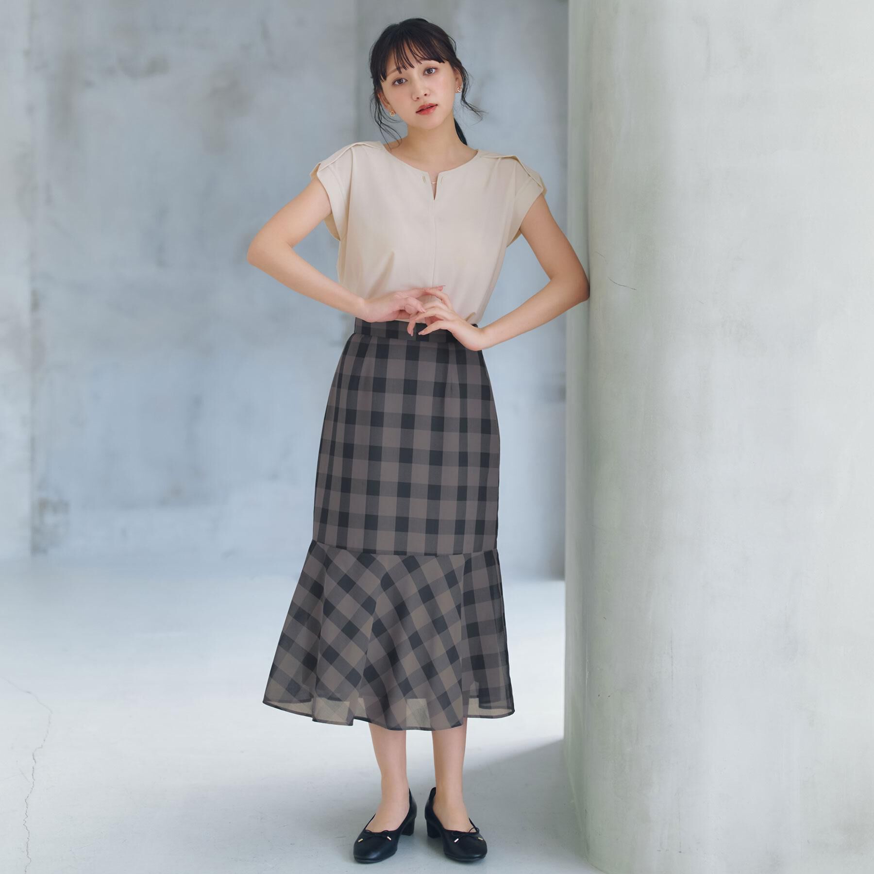 index「【接触冷感】ひんやりキーネックフレンチトップス《洗濯機OK》」|Tシャツ・カットソー|