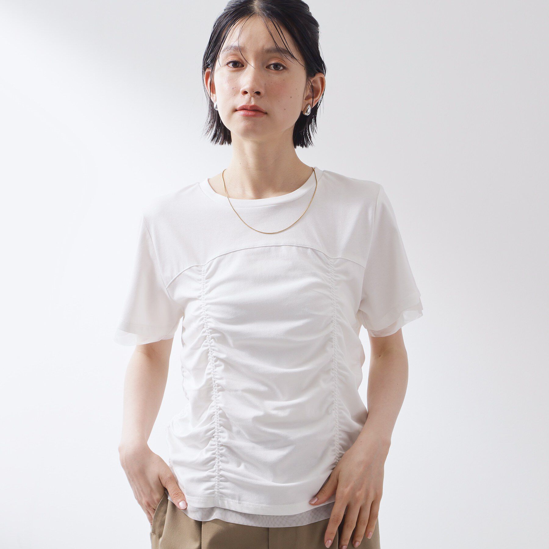 THE SHOP TK「【ひんやり】シャーリングデザインカットソー」|Tシャツ・カットソー|