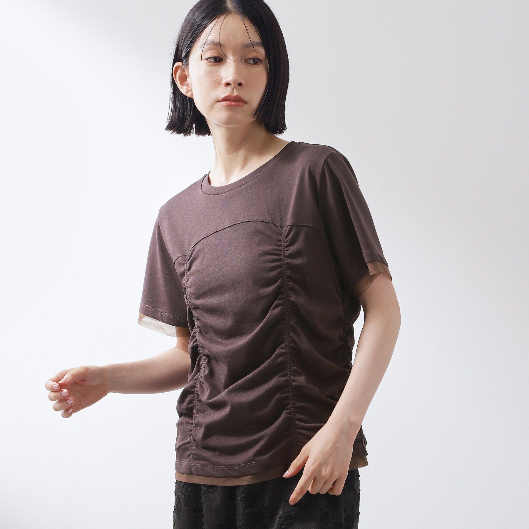 THE SHOP TK「【ひんやり】シャーリングデザインカットソー」|Tシャツ・カットソー|