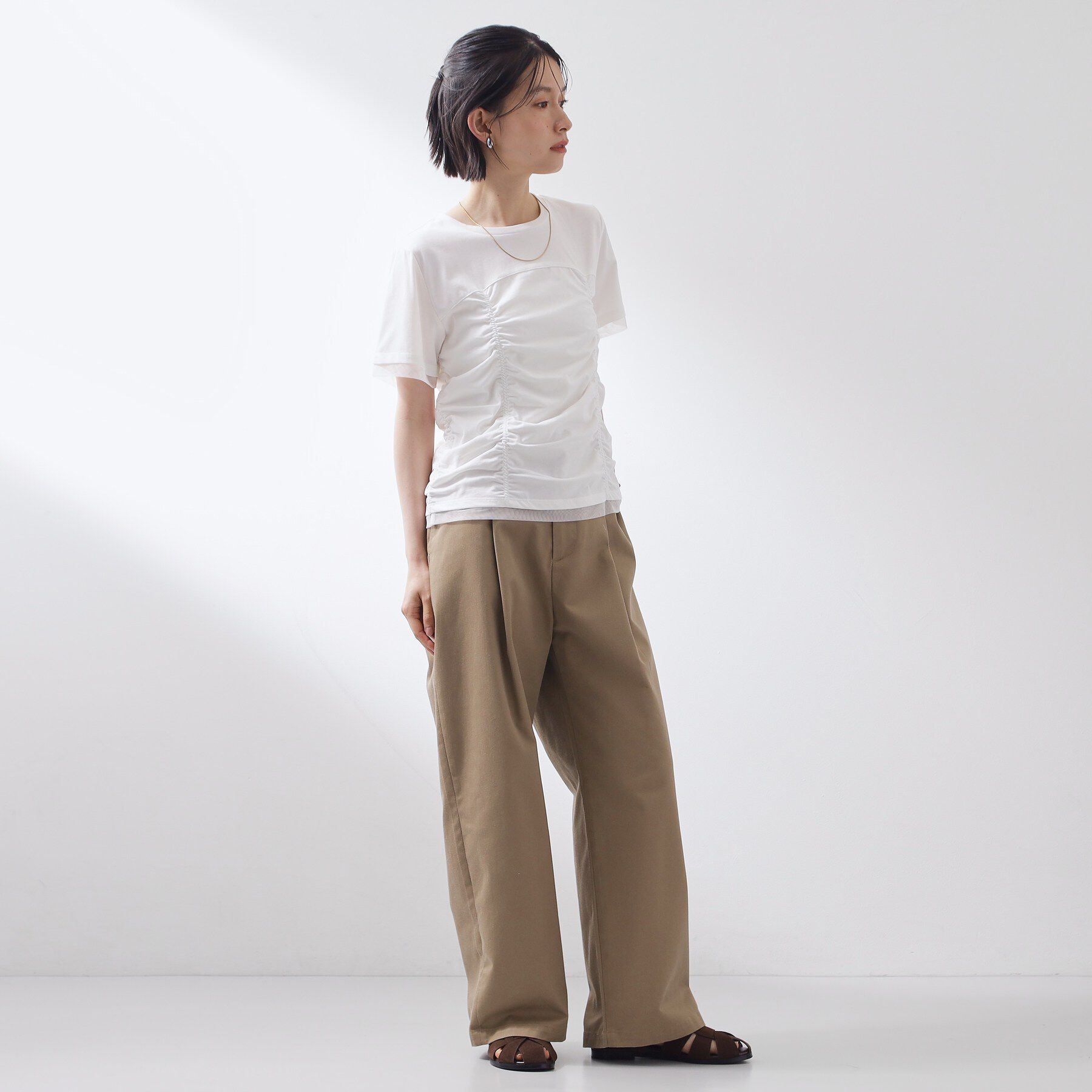 THE SHOP TK「【ひんやり】シャーリングデザインカットソー」|Tシャツ・カットソー|