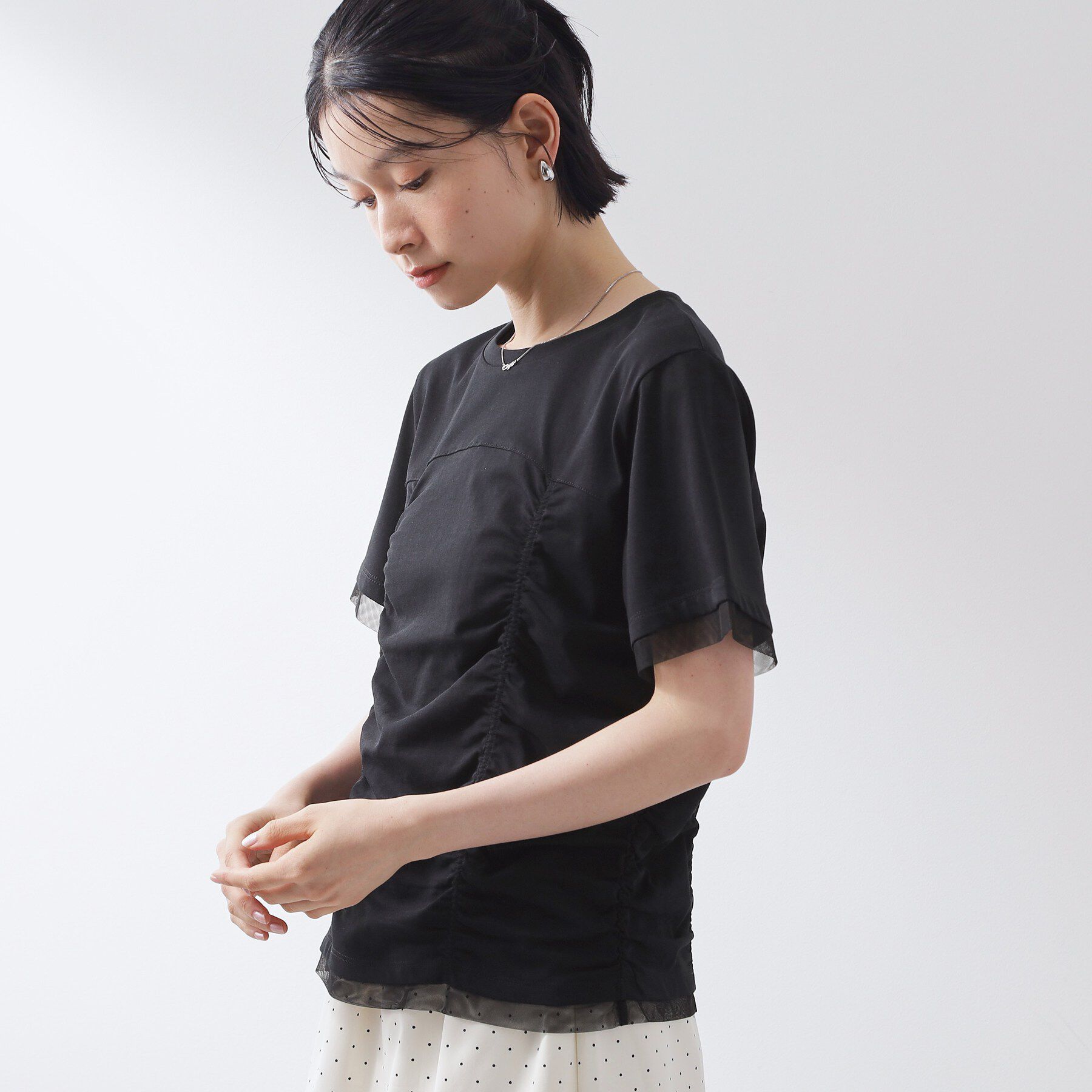 THE SHOP TK「【ひんやり】シャーリングデザインカットソー」|Tシャツ・カットソー|