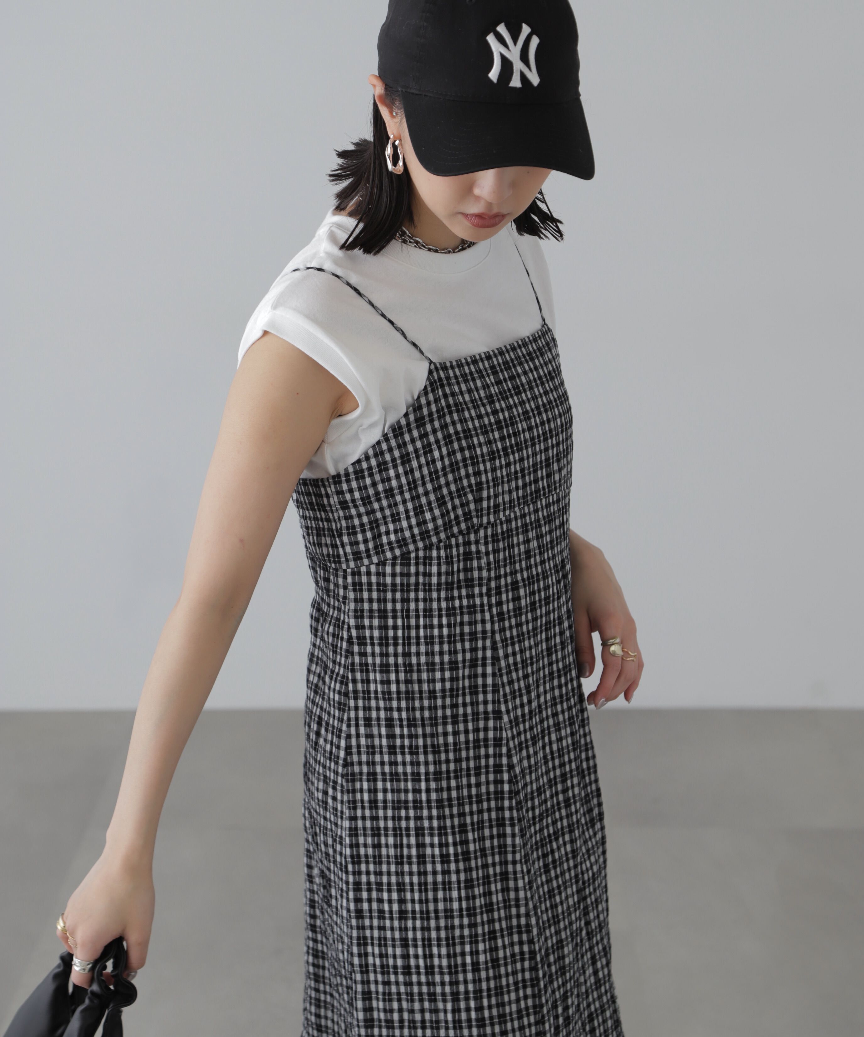  「ぽこぽこチェックマーメイドキャミワンピース」|ワンピース|