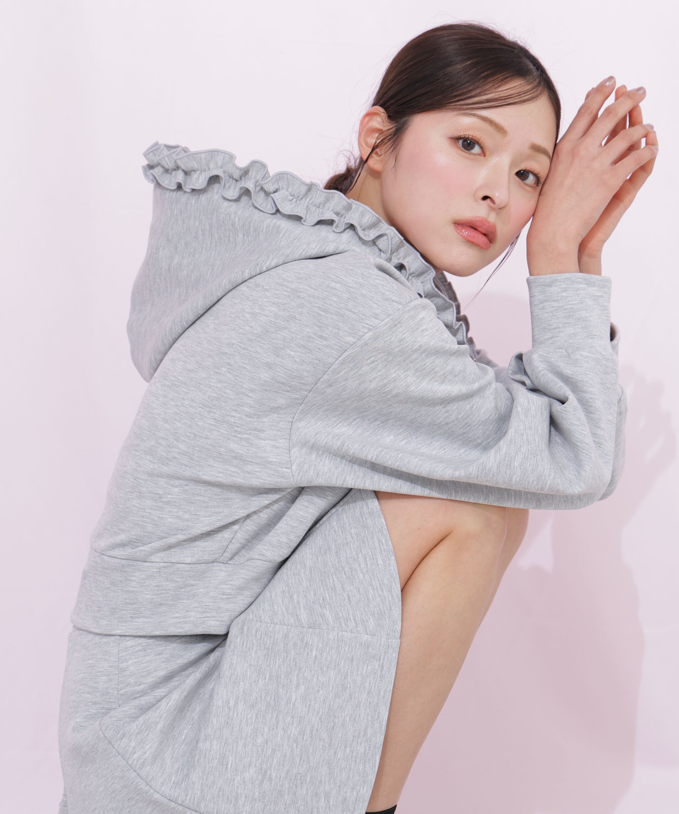 「ダイバーセットアップ　フリルパーカー」|Tシャツ・カットソー|グレー