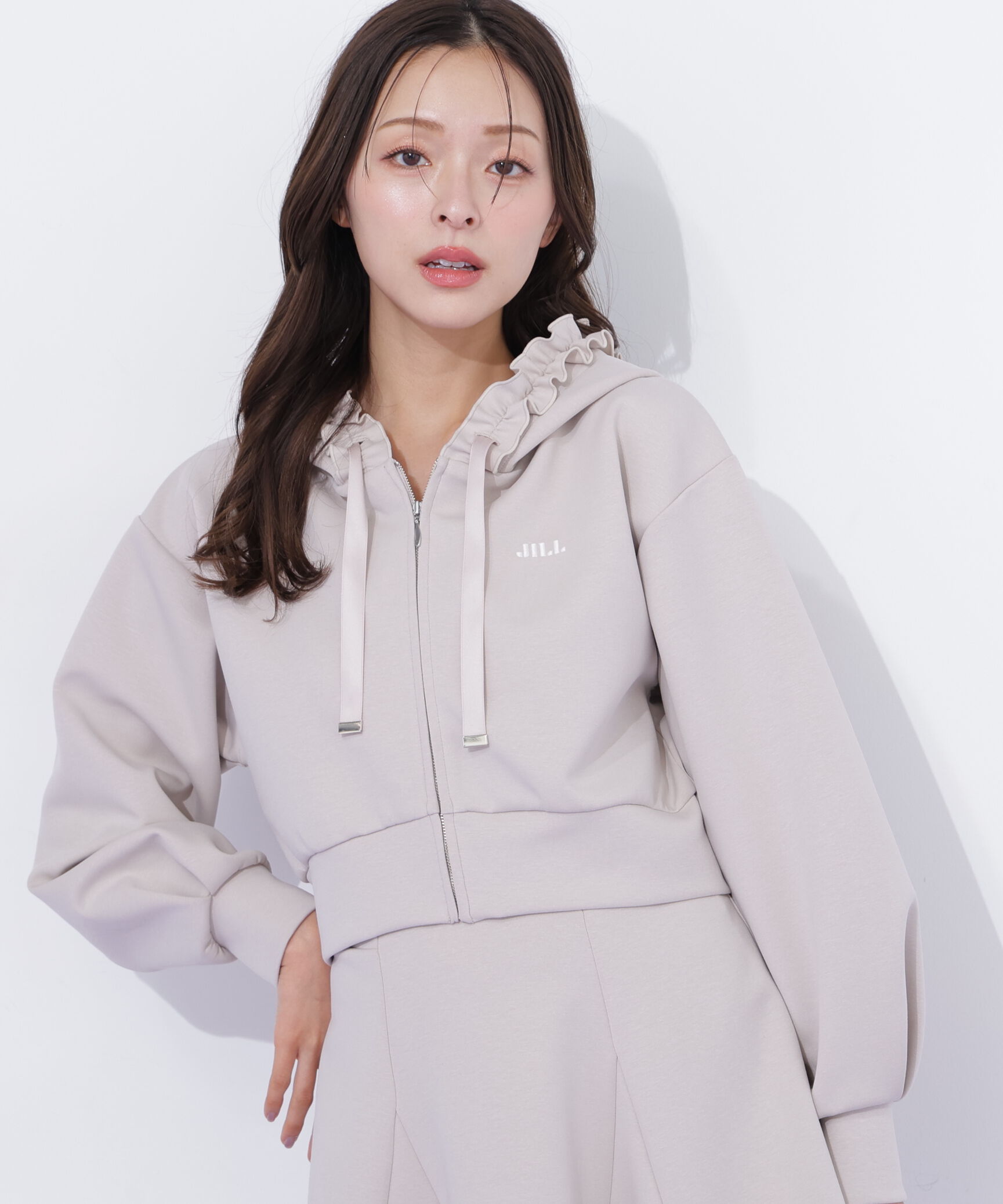  「ダイバーセットアップ　フリルパーカー」|Tシャツ・カットソー|ベージュ