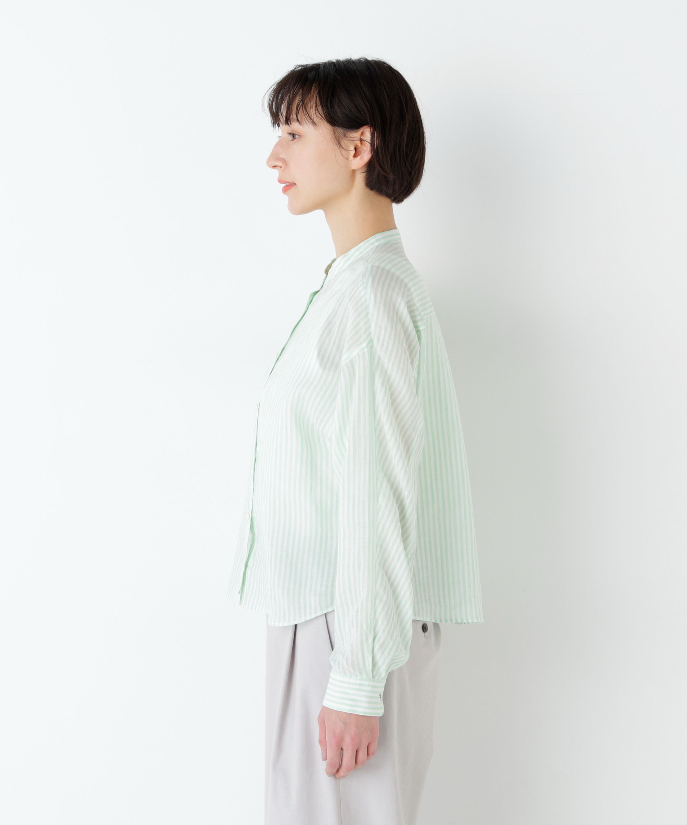 「《名品 / 洗える》ラミーボザムシャツストライプブラウス」|シャツ・ブラウス|