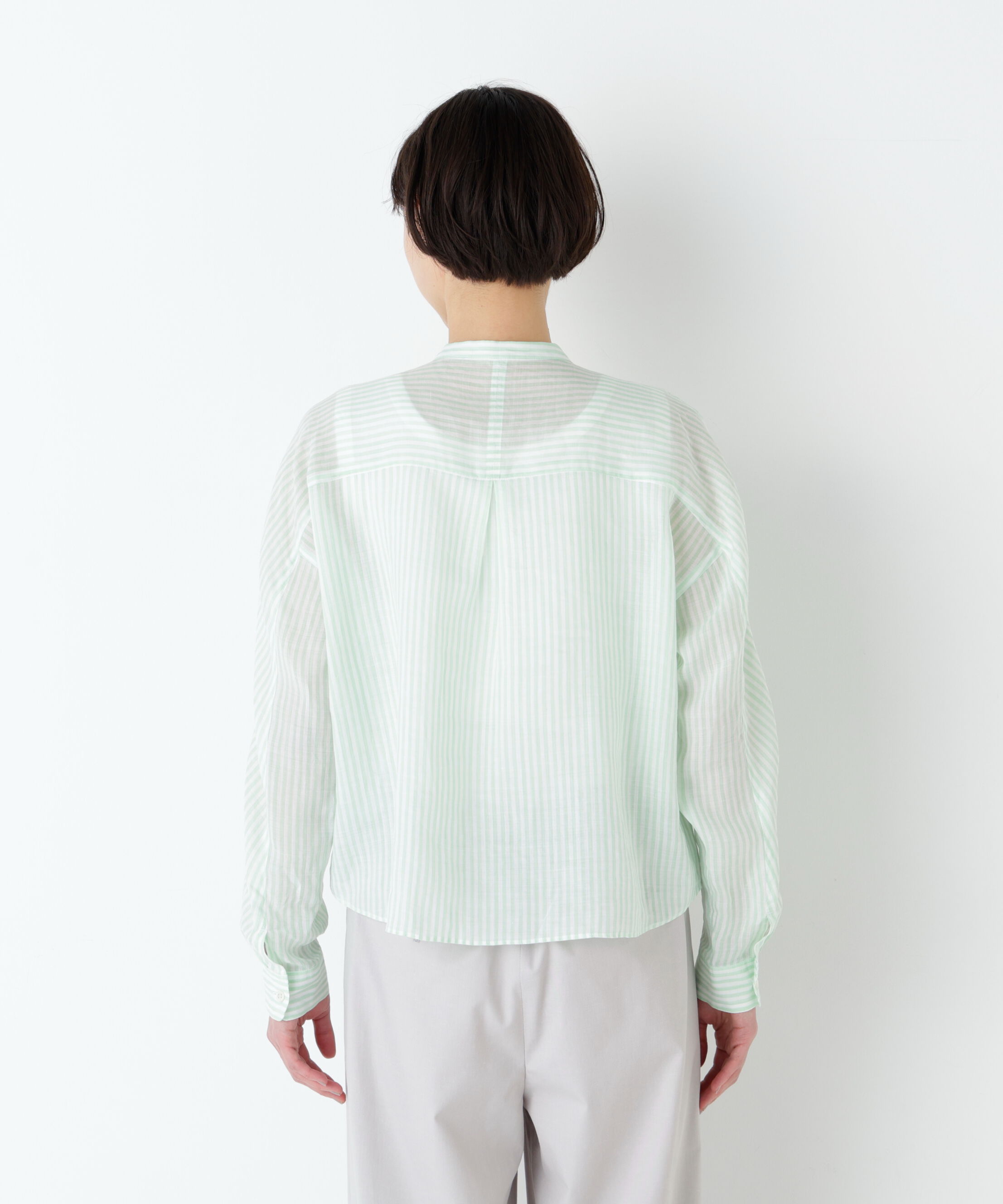  「《名品 / 洗える》ラミーボザムシャツストライプブラウス」|シャツ・ブラウス|
