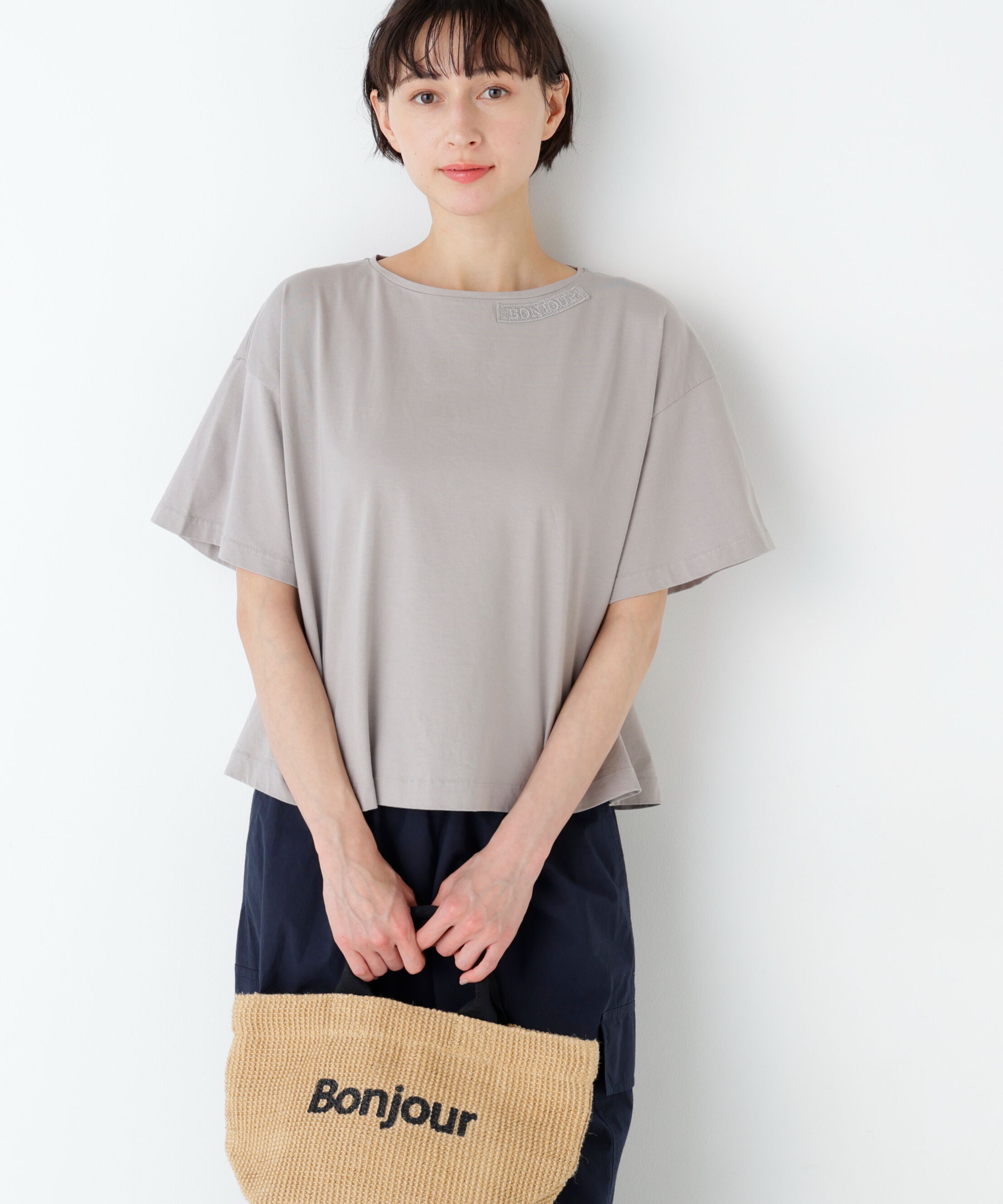  「《洗える》Bonjour刺繍モチーフＴシャツ」|Tシャツ・カットソー|