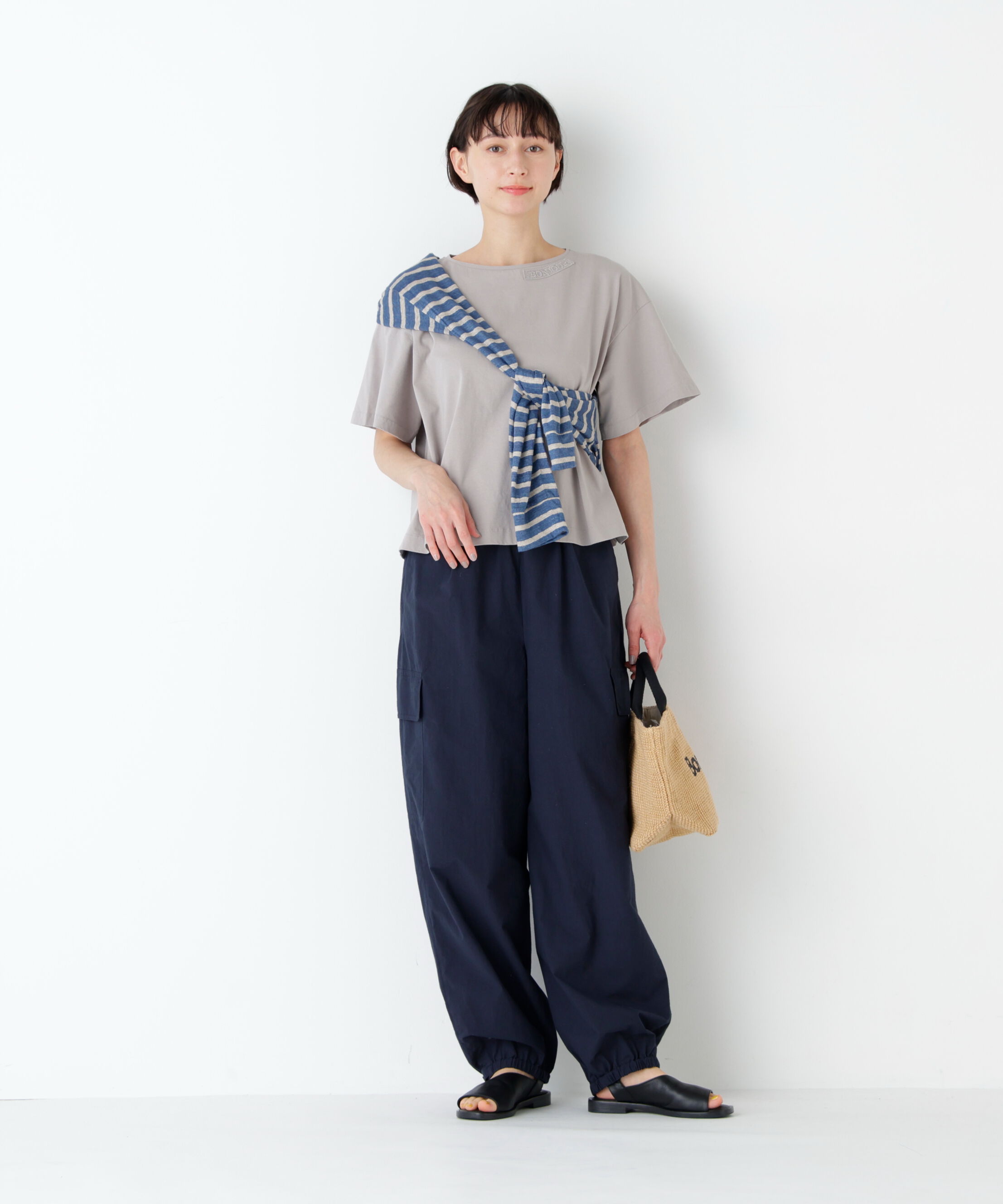  「《洗える》Bonjour刺繍モチーフＴシャツ」|Tシャツ・カットソー|