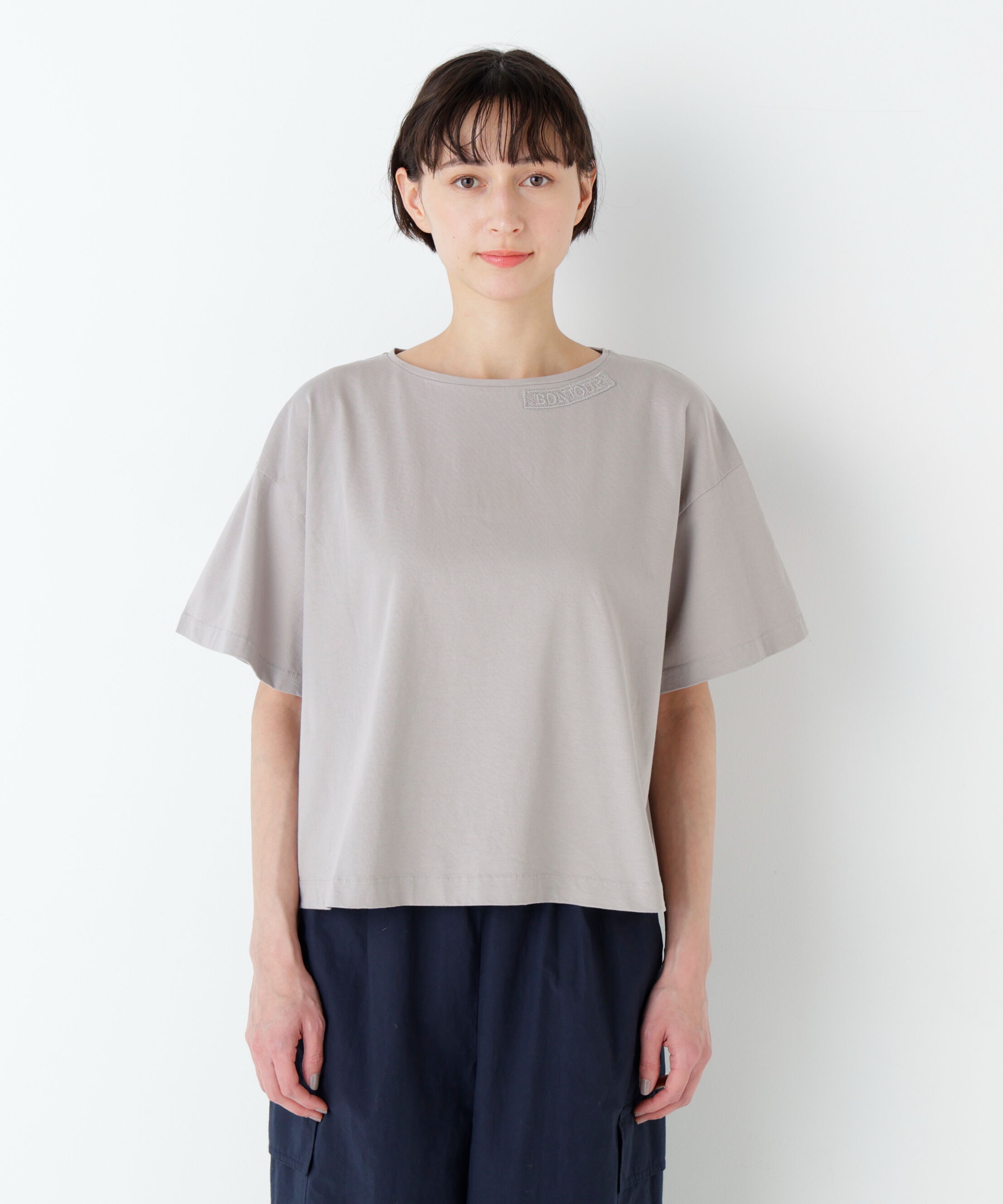  「《洗える》Bonjour刺繍モチーフＴシャツ」|Tシャツ・カットソー|