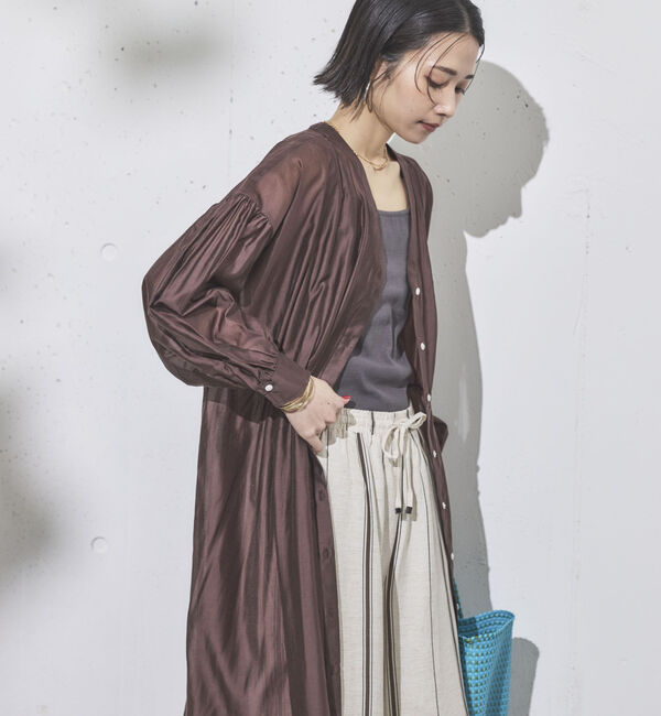 Doux archives「シアーギャザーシャツワンピース」|ワンピース|