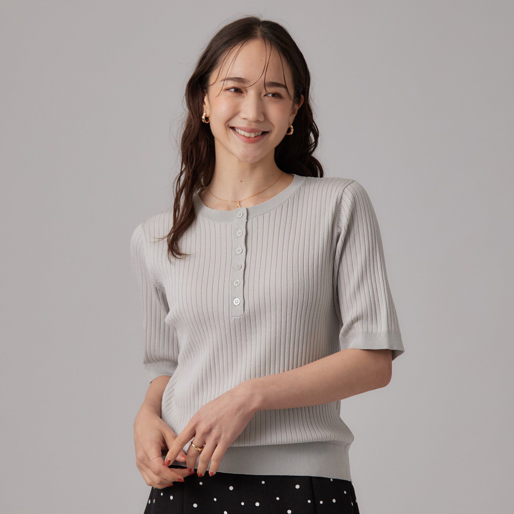 SHOO･LA･RUE「ヘンリーネックリブニット」|ニット・セーター|