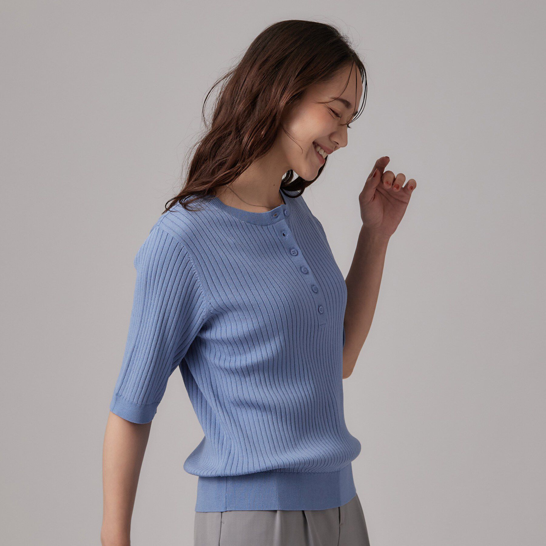 SHOO･LA･RUE「ヘンリーネックリブニット」|ニット・セーター|