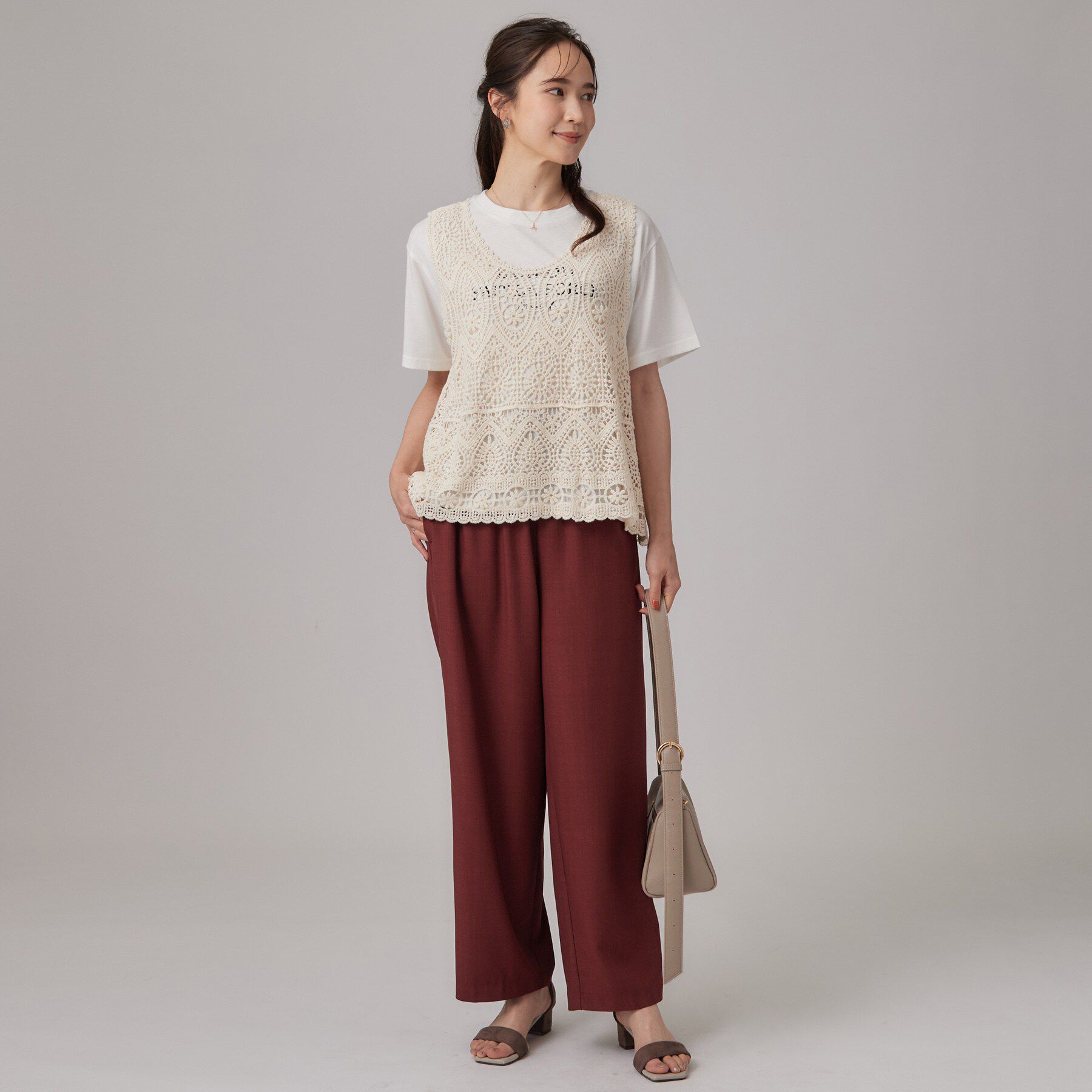 SHOO･LA･RUE「【2点セット】クロシェベスト+ロゴTセット」|Tシャツ・カットソー|