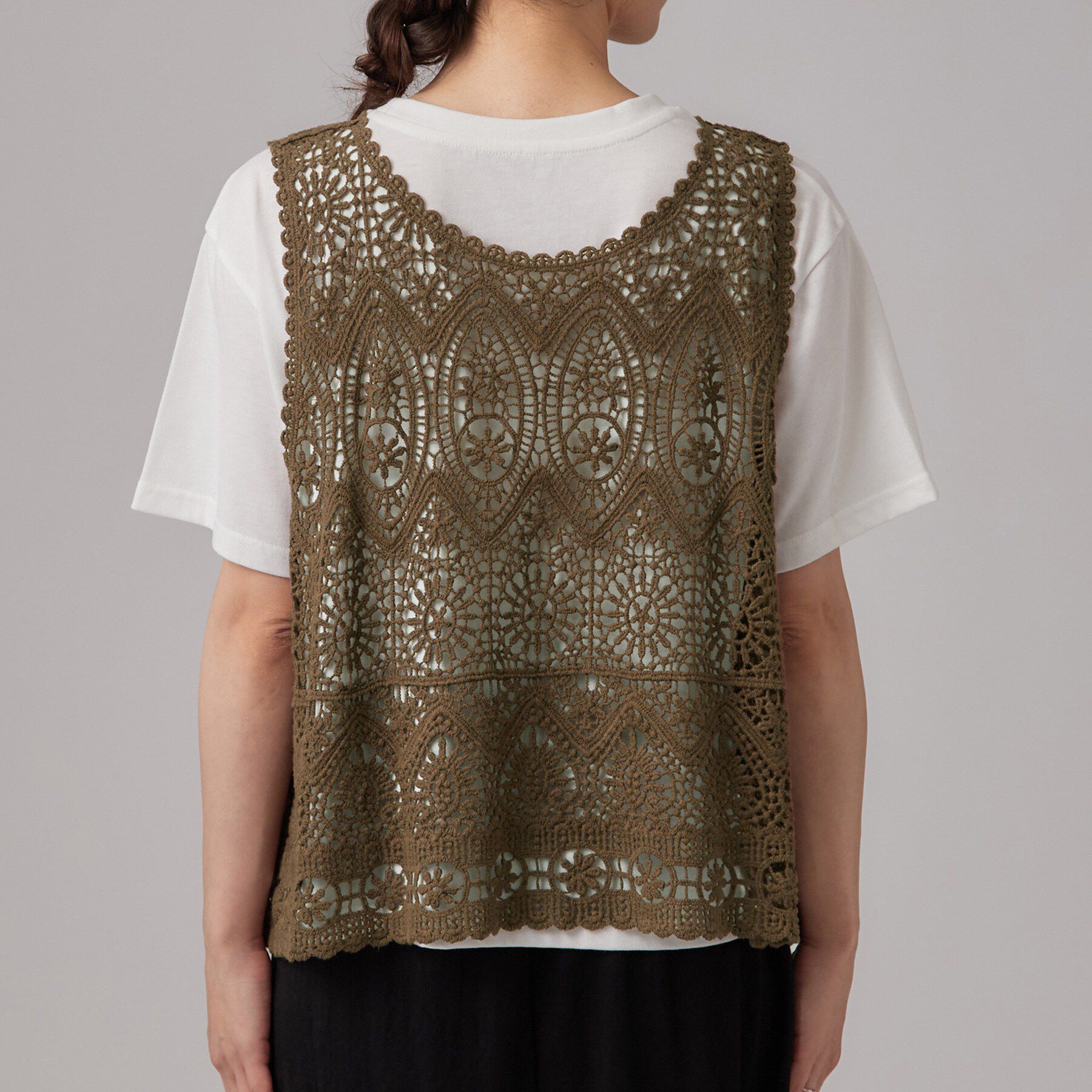 SHOO･LA･RUE「【2点セット】クロシェベスト+ロゴTセット」|Tシャツ・カットソー|
