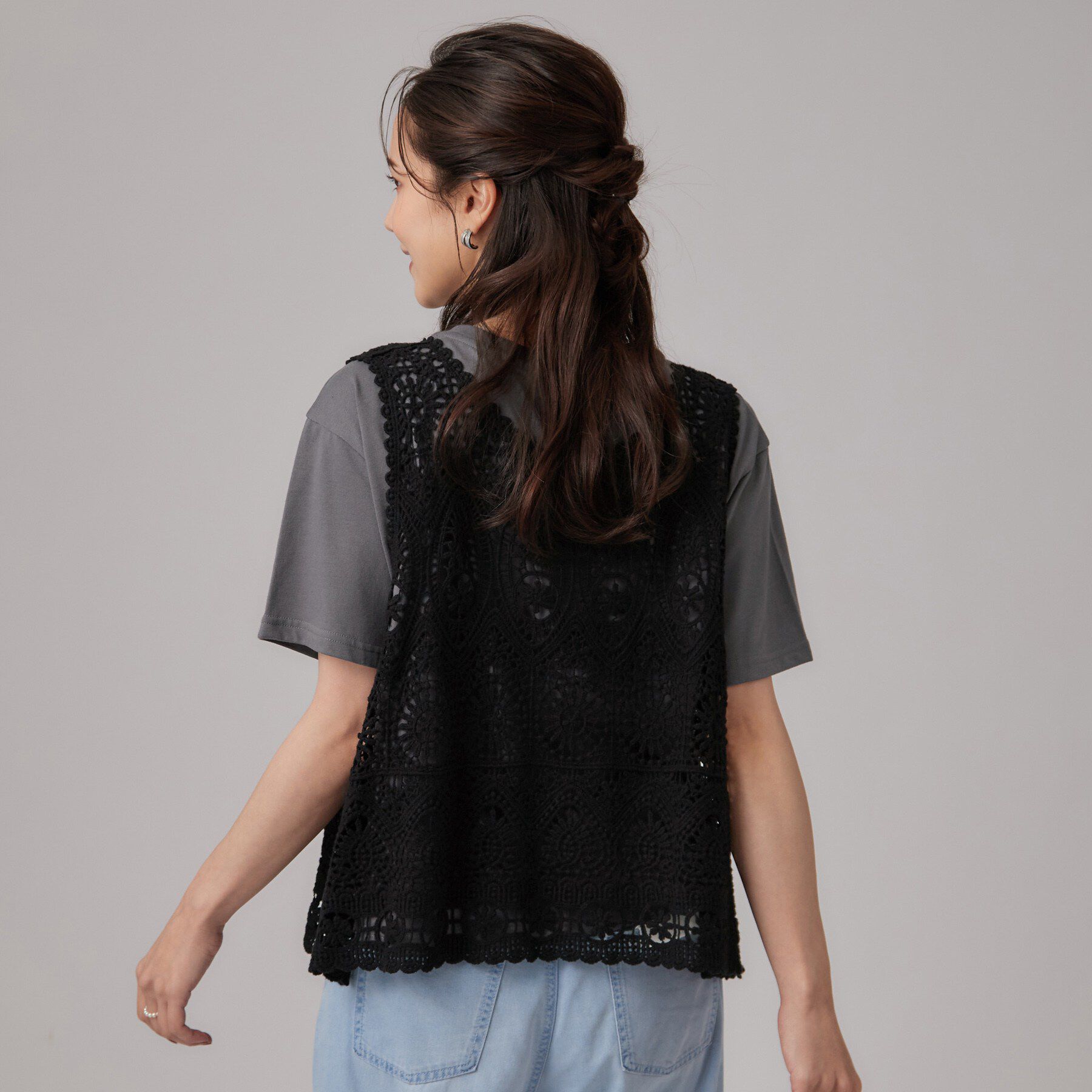 SHOO･LA･RUE「【2点セット】クロシェベスト+ロゴTセット」|Tシャツ・カットソー|