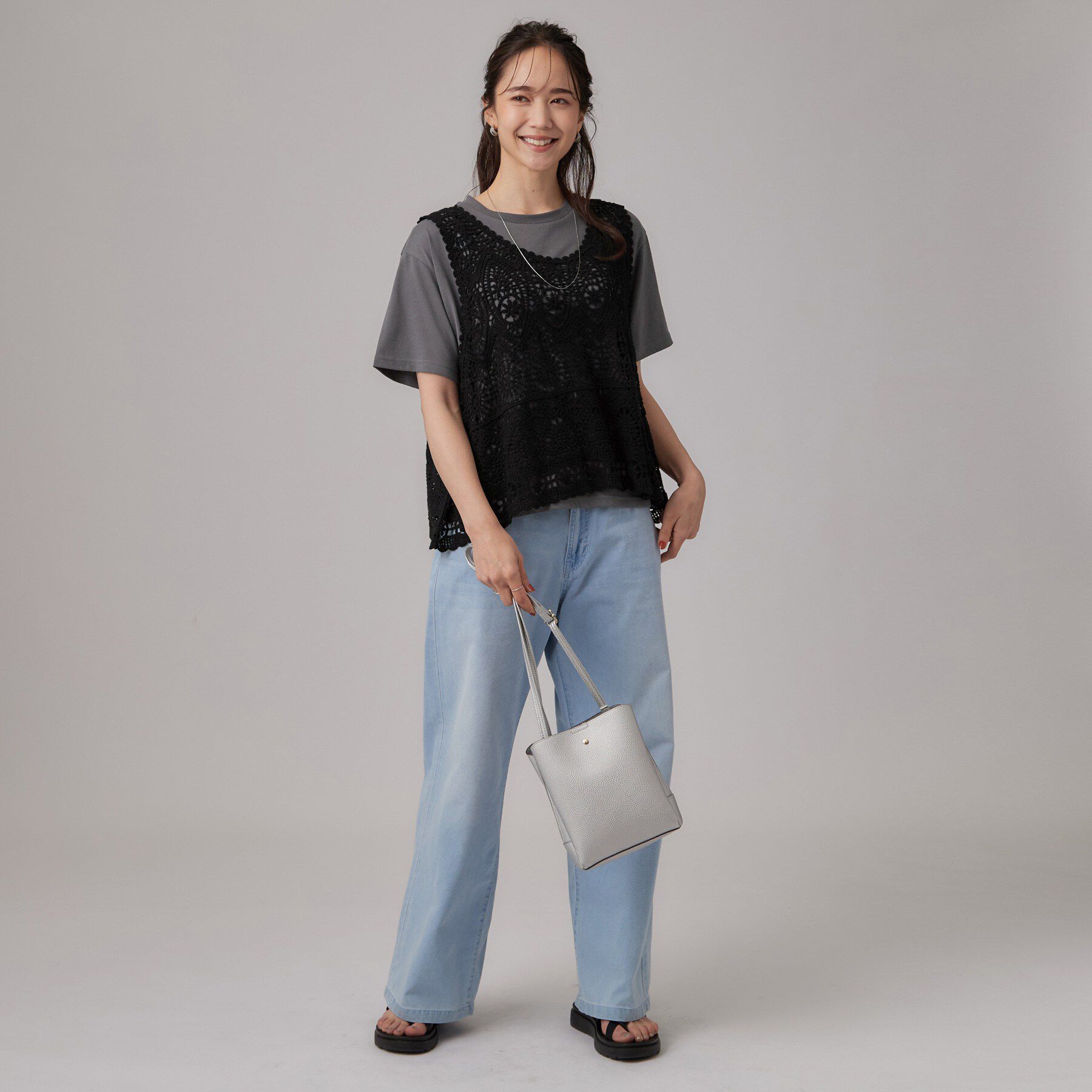SHOO･LA･RUE「【2点セット】クロシェベスト+ロゴTセット」|Tシャツ・カットソー|