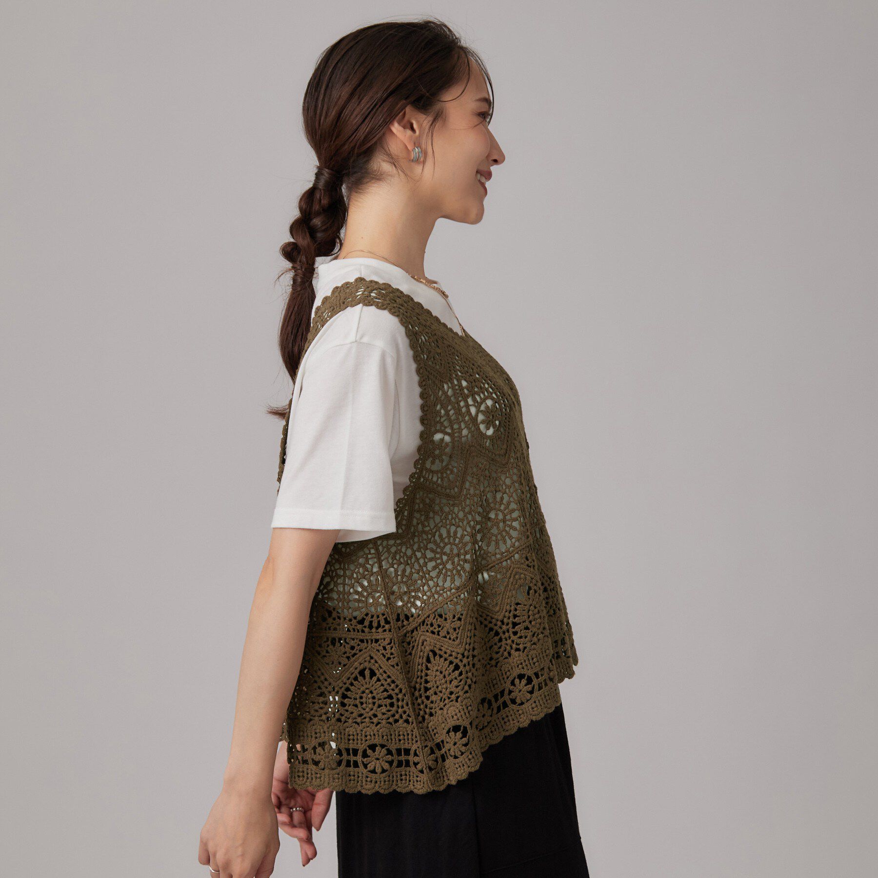 SHOO･LA･RUE「【2点セット】クロシェベスト+ロゴTセット」|Tシャツ・カットソー|