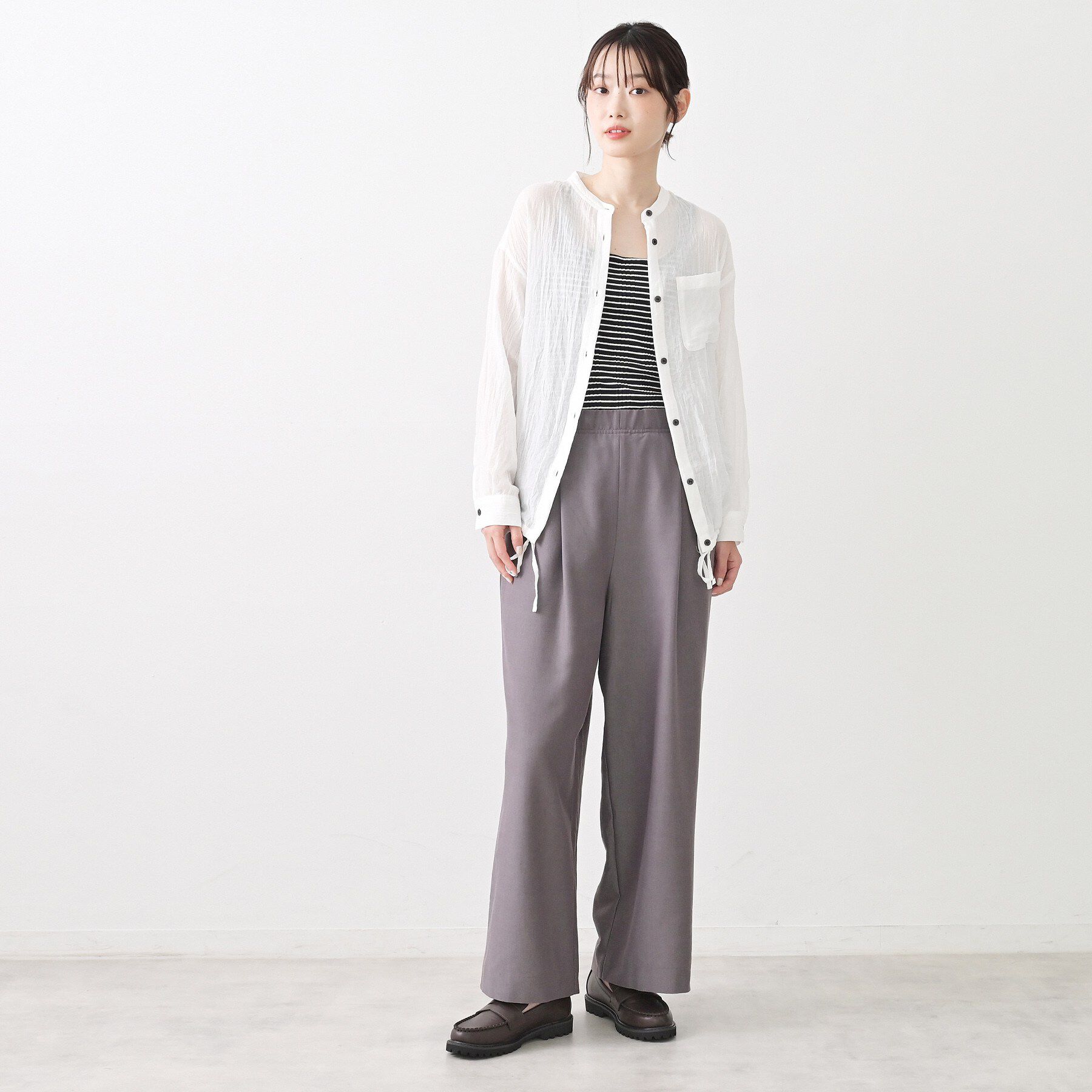 Dessin「【洗える】ドロストリングシアーシャツ」|シャツ・ブラウス|