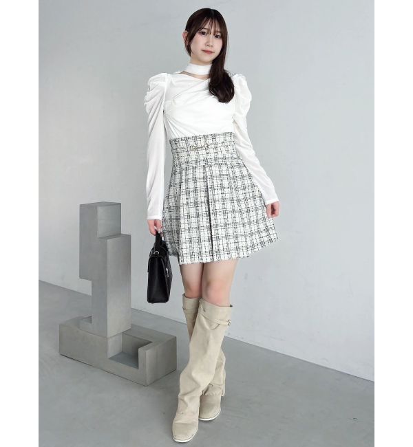 dazzlin「チョーカー付ドレープシアーベロアトップス」|Tシャツ・カットソー|