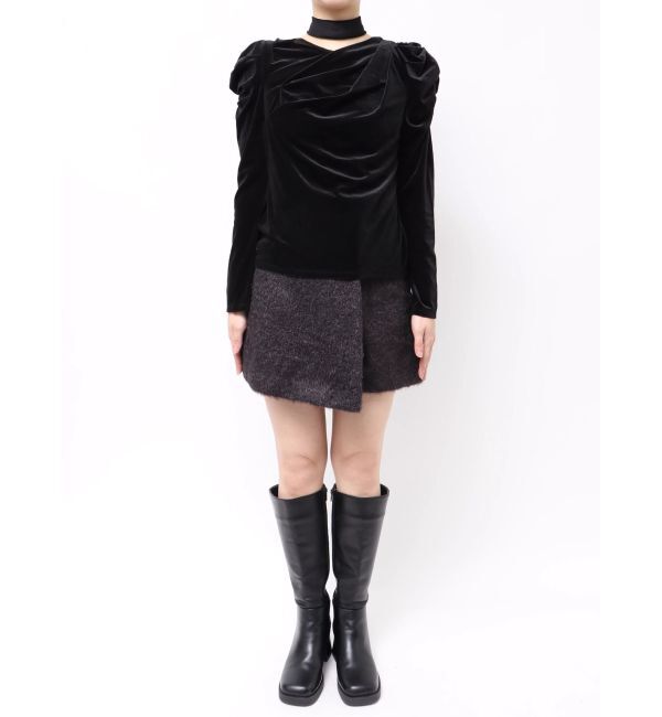 dazzlin「チョーカー付ドレープシアーベロアトップス」|Tシャツ・カットソー|