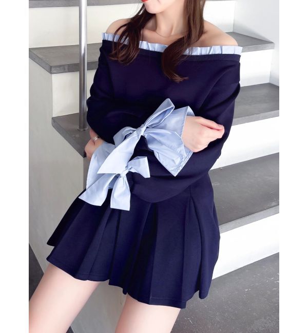 dazzlin「フリルドッキングカットプルオーバー」|Tシャツ・カットソー|ネイビー