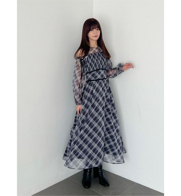 MERCURYDUO「チェックシャーリングワンピース」|ワンピース|