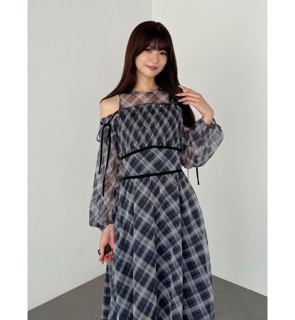 MERCURYDUO「チェックシャーリングワンピース」|ワンピース|