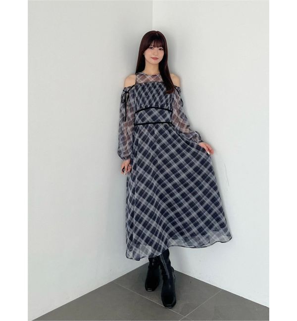 MERCURYDUO「チェックシャーリングワンピース」|ワンピース|