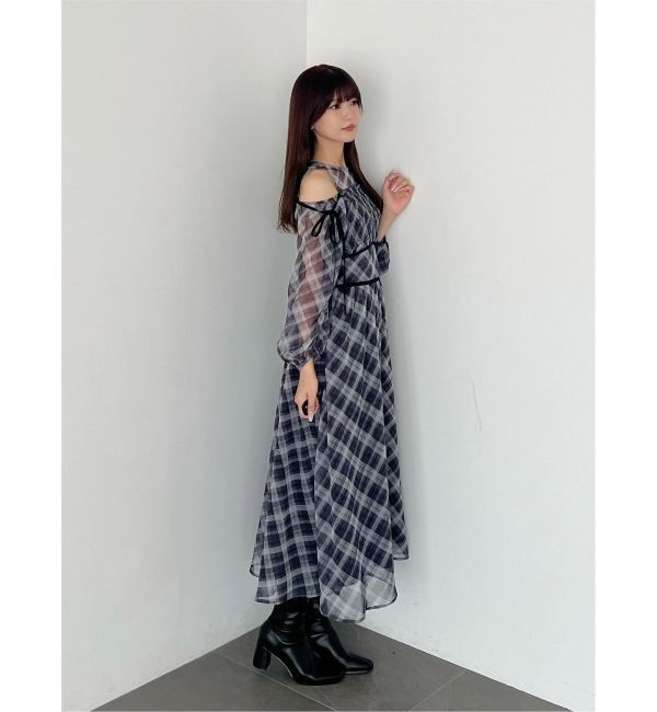 MERCURYDUO「チェックシャーリングワンピース」|ワンピース|