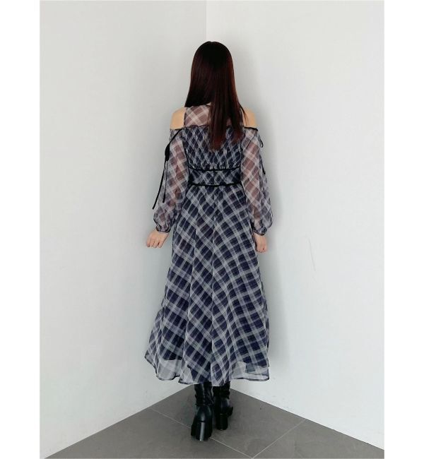 MERCURYDUO「チェックシャーリングワンピース」|ワンピース|