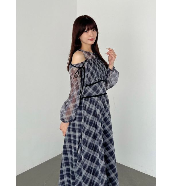 MERCURYDUO「チェックシャーリングワンピース」|ワンピース|