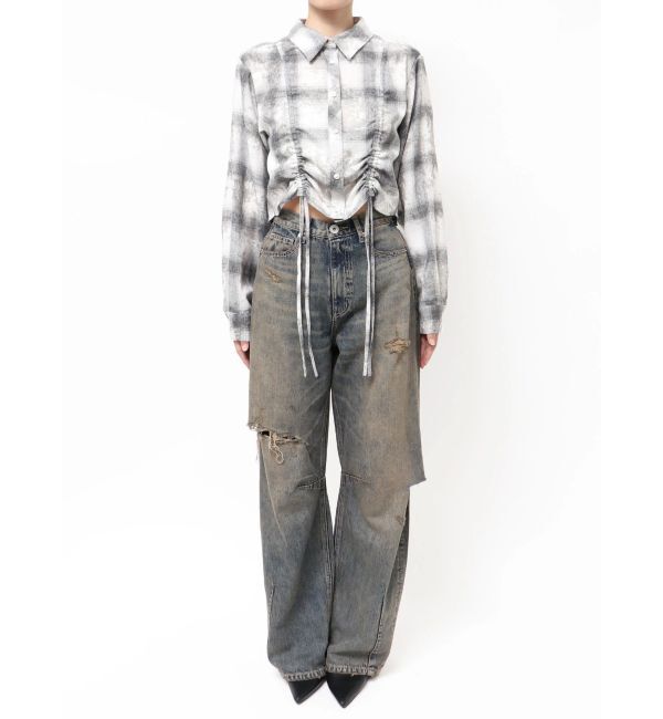 GYDA「ドロストショートGRUNGEチェックシャツ」|シャツ・ブラウス|