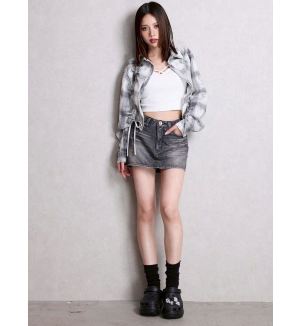 GYDA「ドロストショートGRUNGEチェックシャツ」|シャツ・ブラウス|