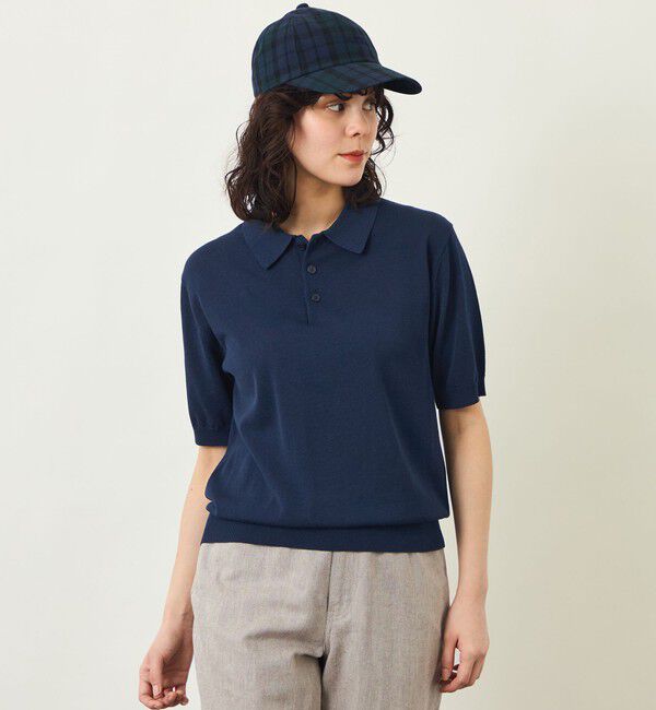 MACKINTOSH PHILOSOPHY「GREY LABEL リネンミックスポロニット」|ニット・セーター|ネイビー