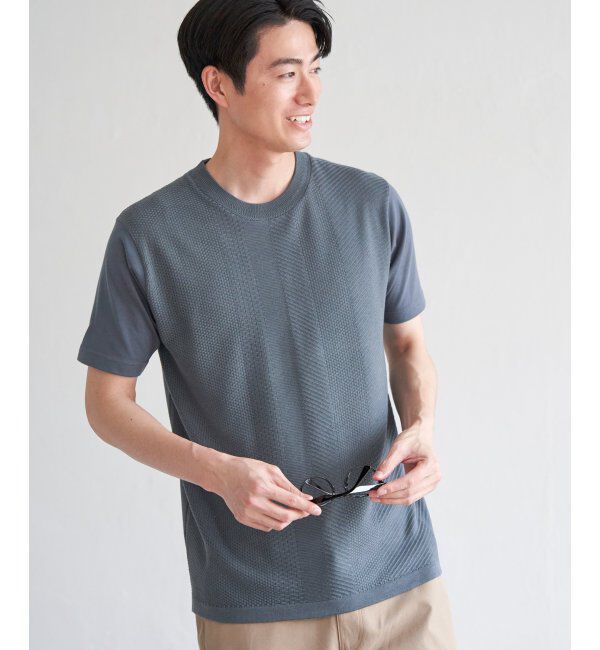 ikka「ニットドッキングTシャツ」|Tシャツ・カットソー|グレー