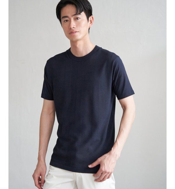 ikka「ニットドッキングTシャツ」|Tシャツ・カットソー|ネイビーブルー