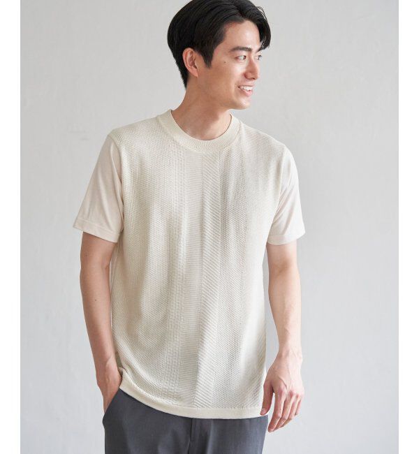 ikka「ニットドッキングTシャツ」|Tシャツ・カットソー|アイボリー